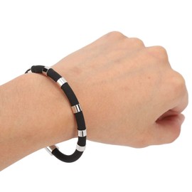 FILFEEL Pulsera Antiestática para Hombre Y Mujer, Pulsera Antiestática de Silicona a la Moda con 8 Bucles, Elimina la Estática del Cuerpo para Correr en Invierno(Negro)