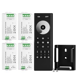 BTF-LIGHTING 5050SMD FCOB COB Dimming RF 2.4GHz Wireless Remote RC01RFB &4PCS C01RF Tuya Controller Kit 4 Zones Group Control PWM Single Color (+V -V) 2pin LED Neon Rope Light DC5V DC12V DC24V