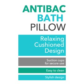 Beldray LA032715UFFEU7 Anti Bac Bath Pillow - Easy to Clean, Secure Suction Cups, Relaxing Cushioned Design, Stylish, Treated with Thiabendazole & Zinc Pyrithione, Supports Head & Neck While Bathing