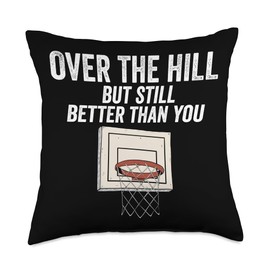 Gagster Over The Hill Basketball Funny Gag Birthday Retirement Humor Throw Pillow, 18x18, Multicolor