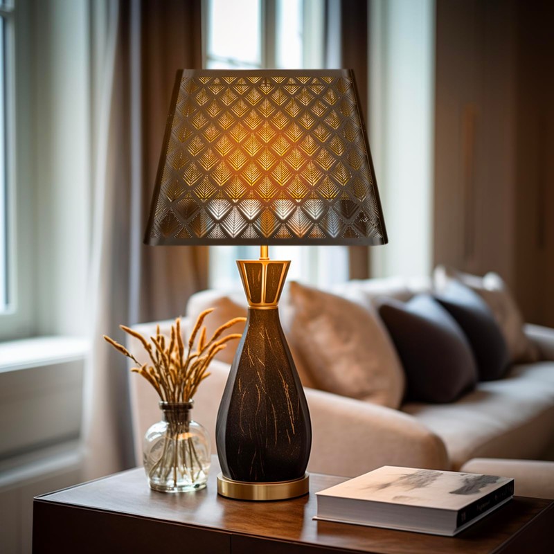 Medium Square Lamp Shades, ALUCSET Metal Lampshade with Pattern of