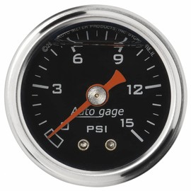 AutoMeter Fuel Pressure Gauge 1.5in Liquid Filled Mechanical 0-15 PSI - Black
