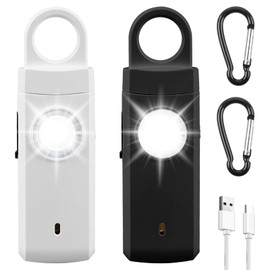 Personal Alarm, Pack of 2 130 dB Pocket Alarm for Women with LED Light, Self-Defense Alarm, Key Ring, Panic Alarm, Shrill Alarm for Women, Seniors, Whole Family