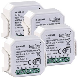 Luminea Home Control Rollladensteuerung: 4er-Set WLAN-Unterputzmodule für smarte Rollladen, App & Sprachbefehl (Jalousieschalter, Jalousieaktor, Unterputzmodul)