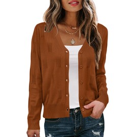 Arach&Cloz Cardigan Sweaters Womens Fall Fashion 2025 Long Sleeve Spring Summer Lightweight Shrug Knit Tops Trendy Clothing Jacket Cozy Clouds Caramel S