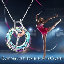 POPKIMI Gymnastic Necklace for 925 Sterling Silver Gifts for Granddaughter Team USA Gymnastics Fashion Jewelry Pendant Sport Ballerina for Gymnastics Gifts Fashion Jewelry Gymnastics Pendant Sport Ballerina for Birthday Gifts (Gymnastic Necklace with Pur