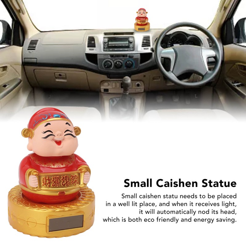 Cai Shen Statue Solar Power Shaking Head Vivid Decorative Chinese