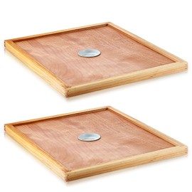 Colingmill 2 Pack Bee Hive Inner Cover and Bee Entrance Feeders for 10 Frame Hive Box Cover with Feeding Hole Insulation Ventilation Inner Cover Perforated for Beekeeping Supplies