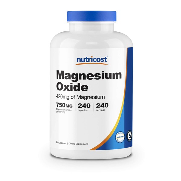 Nutricost Magnesium Oxide 750mg, 240 Capsules - 420mg of Magnesium, Non-GMO, Gluten Free