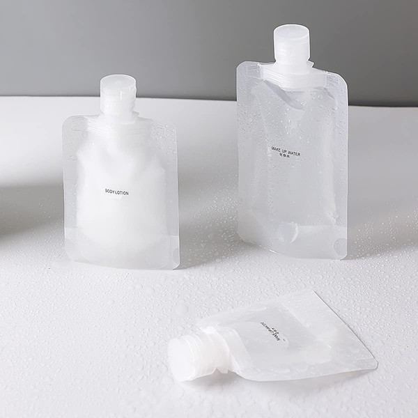 Sikai Travel Bottles, Individual Packaging for Travel Liquids, 3.4 fl oz (10 ml), Cosmetic Divided Refills, Reusable Pouch Containers, 1.1 fl oz (30 ml), 1.9 fl oz (50 ml), 3.4 fl oz (100 ml), 10.4 fl
