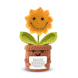 LUMOOM Pocket Hug Positive Sunflower, Lucky Sunflower, Positive Potato German Replacement, Get Well Gifts, Courage Gift, Creative Knitting Wool Sunflowers (Sunflower Yellow)