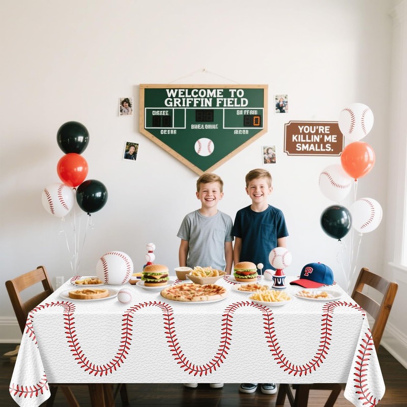 APUXXJUPA Baseball Tablecloth - Baseball Pattern Table Covers Plastic Waterproof