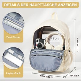 suradar Schulrucksack Teenager Laptop Rucksack Damen Elegant 14 Zoll Schulrucksack Mädchen Tagesrucksack Schultasche mit Laptopfach Backpack Women Daypacks für Uni Business Reise Rucksack Schwarz