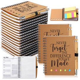 Moinchore 20 Sets Christmas Employee Appreciation Gifts Bulk Inspirational Spiral Notebook with Bamboo Pen Sticky Note Thank You Gift for Coworker Office Staff Team Nurse Teacher (Never Forget)