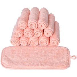 BloomSesame Microfibre Make-Up Cloth, Reusable Microfibre Face Cleansing Cloth, Makeup Remover Cloth, Orange (15 x 30 cm, Pack of 12)