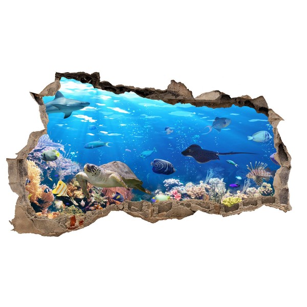 3D Wall Tattoo, Wall Sticker, Breakthrough Animals, Height 60 x Width 100 cm, for Bedroom / Living Room, multicolour