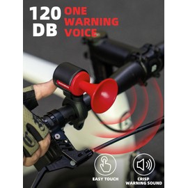 ROCKBROS Electric Bike Horn 120dB Adults Kids Electronic Bicycle Horn Alarm IPX7 Handlebar USB Rechargeable