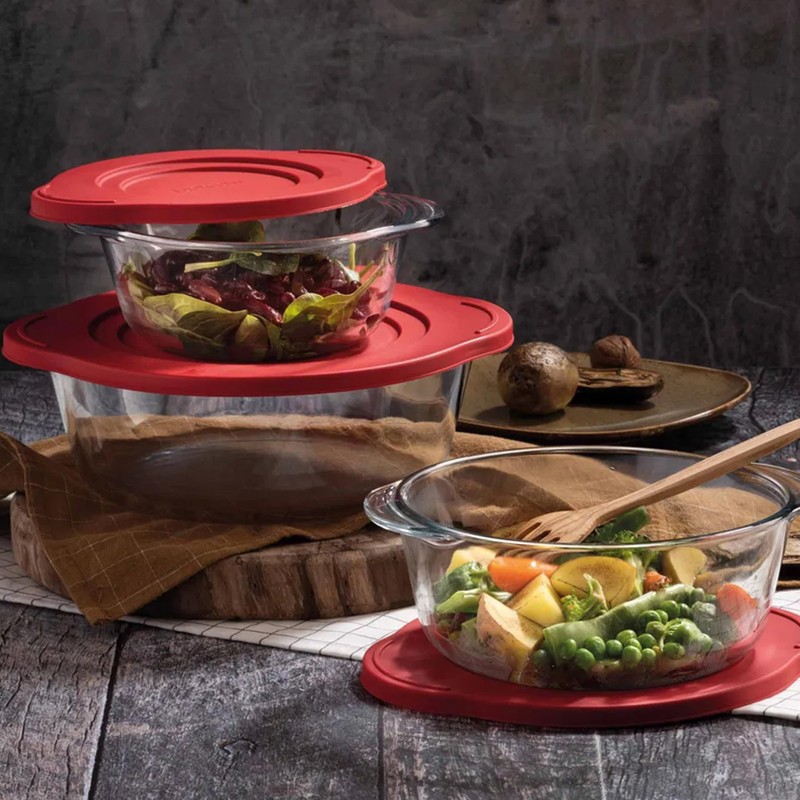 Ums 2.2 Quart Round Glass Baking Dish with Lid, Round