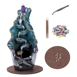 Backflow Incense Holder Waterfall, Ceramic Aromatherapy Ornament Home Decor Incense Burner Holder (C)
