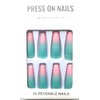 Press On Nails, 24 Reusable Pink and Turquoise Ombre Nail