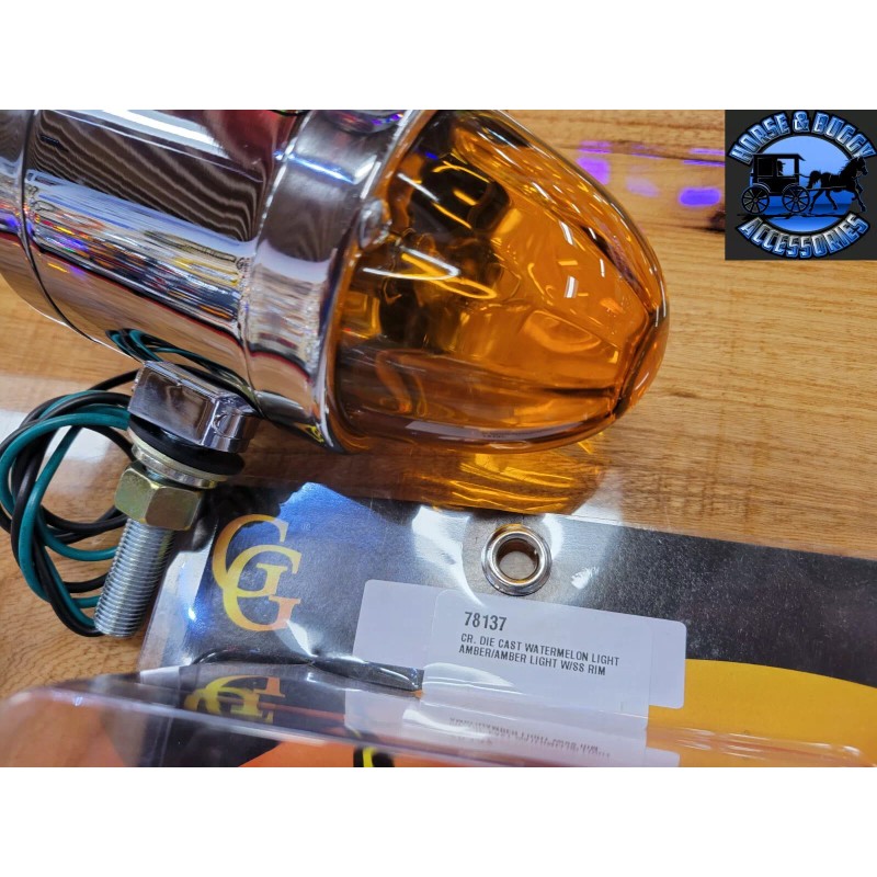 GRAND GENERAL WATERMELON LIGHT AMBER GLASS DOUBLE FACE CHROME DIE