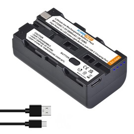 PowerTrust 2800mAh NP-F550 USB-C Charging Battery for NP F550 F570 F750 F770 F950 F960 F970 Batteries LED Video Light or Camera Video Monitor