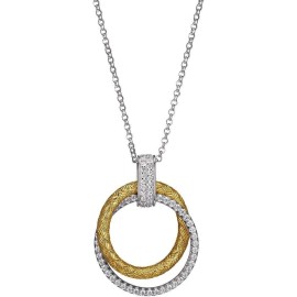 Charles Garnier 17"+2" Yellow Sterling Silver Necklace w/ Circles Pendant & CZ