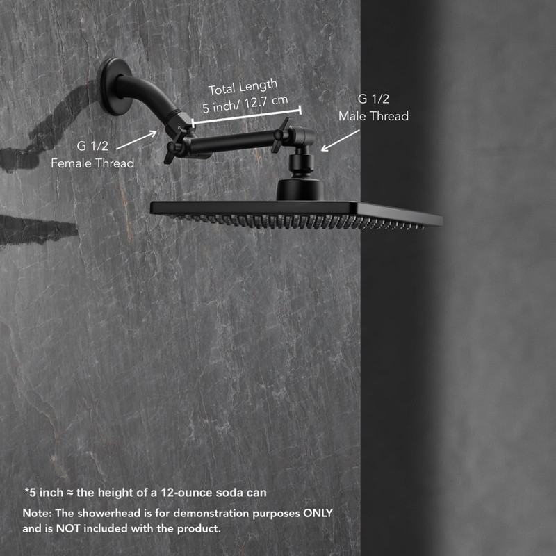 5 Inch Adjustable Shower Head Extension Arm With Locking Set