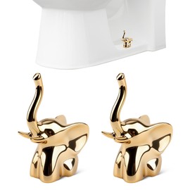 Solaradgy 2Pcs Toilet Bolt Covers Decorative, Gold Toilet Screw Cover Caps Shape of a Elephant Made of Ceramic Suitable for Toilet Bolts of Most Sizes