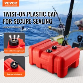 VEVOR Boat Marine Fuel Tank, 12 Gallon/55L, Portable Fuel Gas Tank for Outboard Engine Boats, Plastic Outboard Marine Boat Fuel Tank with Hose, Easy to Carry for Yacht, Fishing & Deck Boat, Red