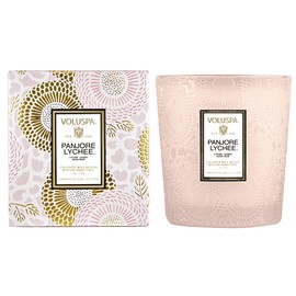 Voluspa Panjore Lychee, Classic Boxed Candle, 9 Ounce, 60 Hour Burn Time, All Natural Wicks and Coconut Wax for Clean Burning, Vegan, Poured in The USA