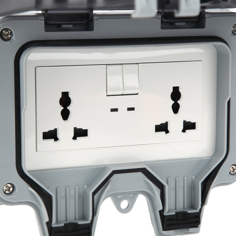 Outdoor Wall Power Socket with 2 3-Hole Socket 2 Switch