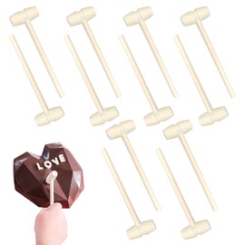 Heyiminy 12Pcs Mini Wooden Hammers for Chocolate, Small Wooden Mallets for Breakable Heart, Seafood Shellfish Crab Lobster Cracking Tool, Natural Wood Toy Mallets for Kids Educational Pounding Tool