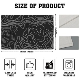 Juego de 4 manteles individuales topográficos, juego de manteles individuales para mesa de comedor, 12 x 18 pulgadas, lavable, resistente a las manchas, mantel individual para cocina y fiestas