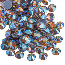 Beadsland Hotfix - 1440 diamantes de imitación de cristal con parte trasera plana para manualidades, ropa, decoración de bricolaje, topacio colorado c