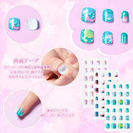 Litherr S 72 Pcs Nail Tips for Kids Small Nails Cute Kids False Nails Press On Nail Tips Girl Hand Decoration Nail Decoration Nail Decoration for Girls Nail Supplies Fake Nail Set Manicure DIY