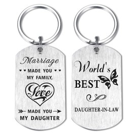 Alotozo World's Best Daughter-in-law Keychain, Marriage Made You My Family, Love Made You My Daughter, Dauhter-in-law Gifts, Birthday