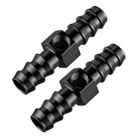 EVIL ENERGY 1/2 Barb Fuel Pressure Gauge Fitting Adapter with 1/8 NPT Sensor Gage Port Aluminum Black 2PCS