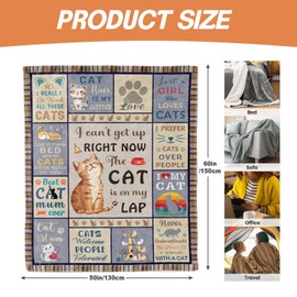 Tearmier Cat Mom Gifts Blanket 130x150cm, Cat Lover Gifts for Women, Gifts for Cat Lovers, Cat Mom Gifts for Women, Funny Cat Themed Gifts, Cat Lady Gifts, Best Cat Mom Gifts