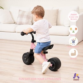 KRIDDO Baby Balance Bike Mini Cruiser Design with Wide PU Wheels for 1-3 Year Olds Ideal First Birthday Gift and Baby Toy, Pink