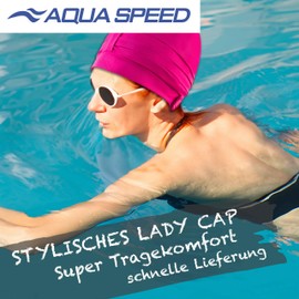Aqua Speed Women's Swimming Cap Pink Swimming Cap Retro Swimming Cap Elegant Bathing Hat Women Swimming Cap Bathing Hat Polyester Pink Ladies Cap