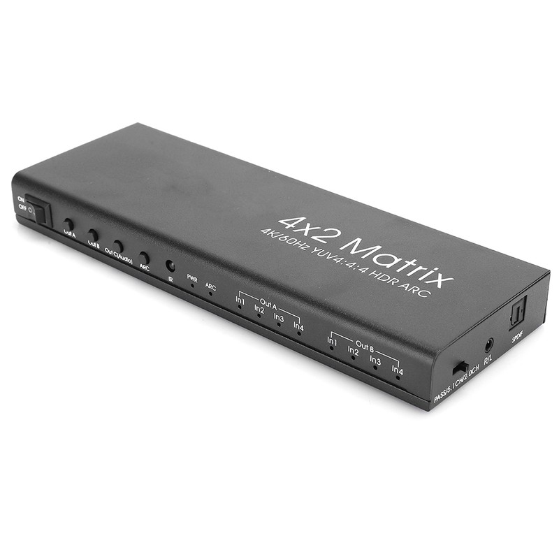 4x2 4K 60Hz HDMI 2.0 Matrix Switcher Splitter Adapter YUV4:4:4