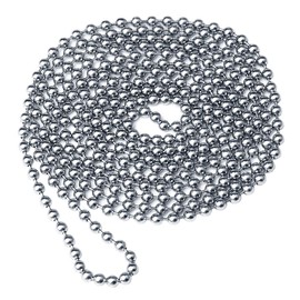 2 Meter/6.5 Feet Roller Blind Chain, 4.5mm Roller Blind Beaded Pull Chain Extension, Stainless Steel Ball Bead Chain Beaded Ball Roller Chain Silver