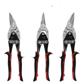 WISEUP 3 pcs 10 Inch Aviation Tin Snips for Cutting Metal Sheet Heavy Duty Straight right and Left Cut 10-inch Aviation Snips With Double Lever,Industrial CR-V Metal Cutter Sheet Metal Tools