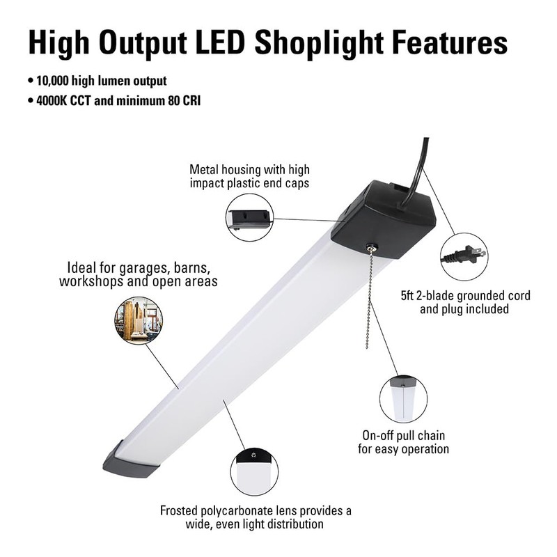 Metalux SHP 4 ft. 128-Watt Equivalent, 10000 Lumens Integrated LED,