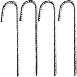 Galvanised Metal Ground Rebar Stakes Tent Pegs,4*30cm J Hooks Anchorage Stakes Bouncy Castle Pegs Garden Stakes Pegs,Ground Pegs Heavy Duty for Marquees,Gazebos,Camping,Football Nets,Tents,Trampolines
