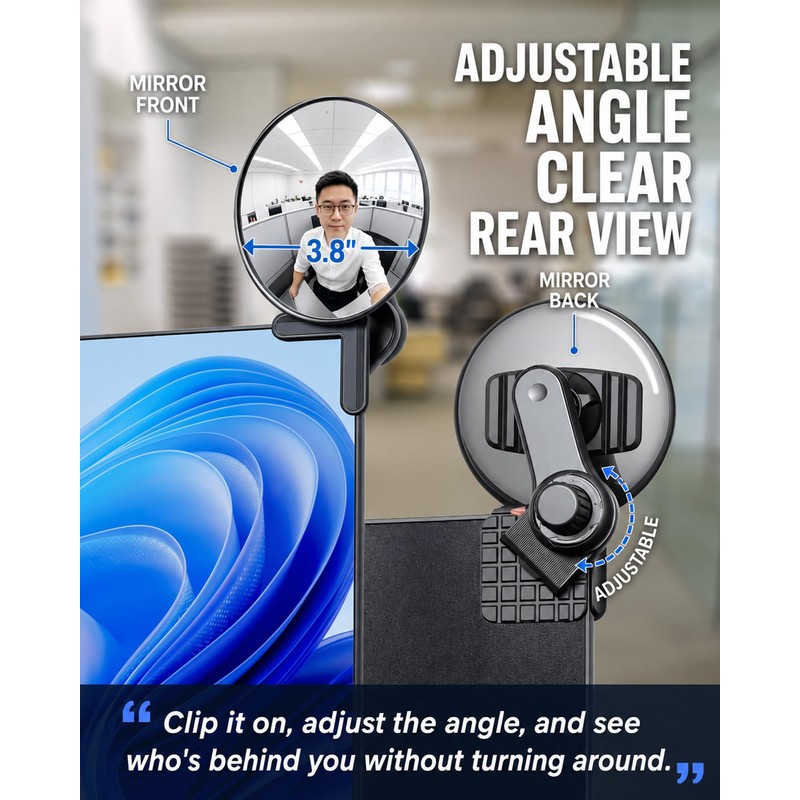 Nanningo 3.8 in Clip-On Convex Computer Monitor Mirror to See
