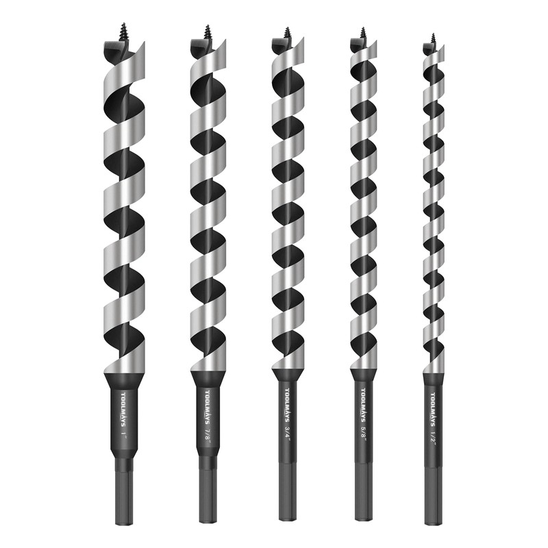5-Piece Auger Drill Bit for Wood, Long Drill Bit Set,
