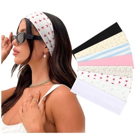 DRESHOW 6cm Wide Headband for Women Men Stretchy Head Band Gym Exercise Yoga Headbands for Women's Hair, Breathable Hair Band for Sweat-Wicking