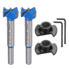sourcing map 2pcs Forstner Drill Bit 20mm (3/4") Carbide Adjust Depth Wood Forstner Bits Round Shank Hole Saw Auger Opener Cutter with a Wrench for Woodworking Drilling